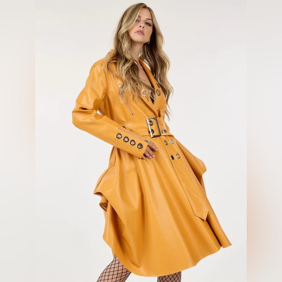 Gold Faux Leather Jacket Dress - Picture 1 of 4